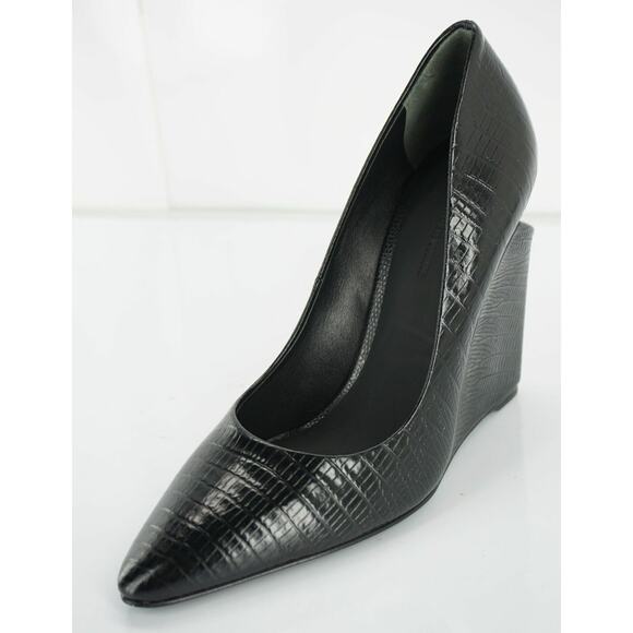 Alexander Wang black Lizzard Ine Wedge Heel Pointy Toe Pumps Size 36 New $595 - Picture 1 of 10